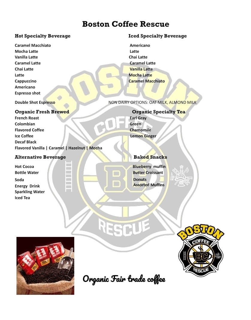 Boston Coffee Rescue menu